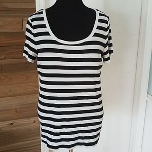 Merona XXL Black and White Striped Tee Shirt Top